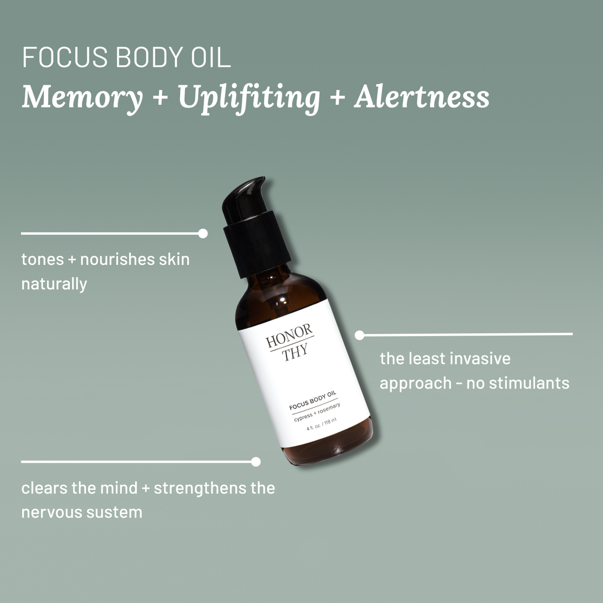 Focusing and Uplifting Body Oil: Rosemary, Lemongrass, Peppermint, Cypress