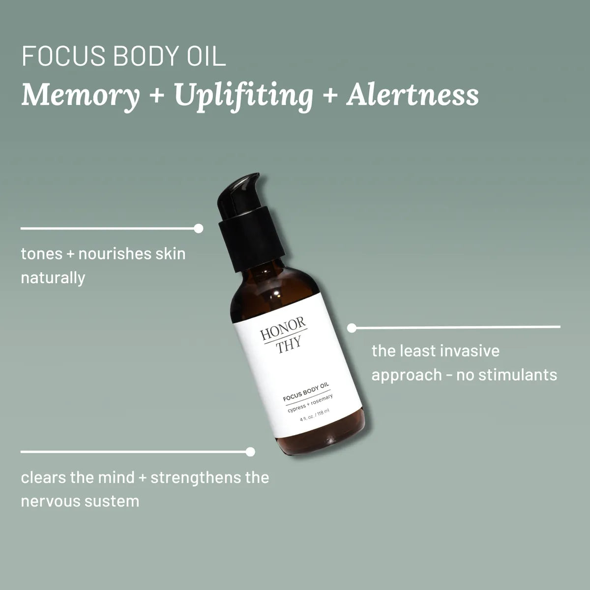 Focusing and Uplifting Body Oil: Rosemary, Lemongrass, Peppermint, Cypress
