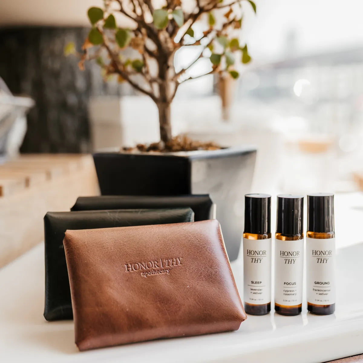 Pocket Apothecary: Sleep, Focus, and Ground w/ Leather Pouch