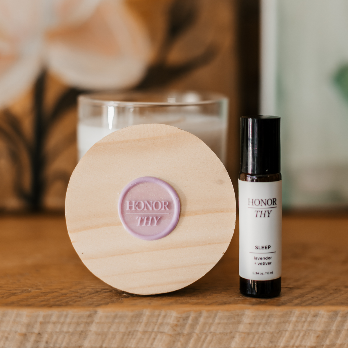 Meditate Bundle: Ground Roll-On and Lavender Essential Oil Candle