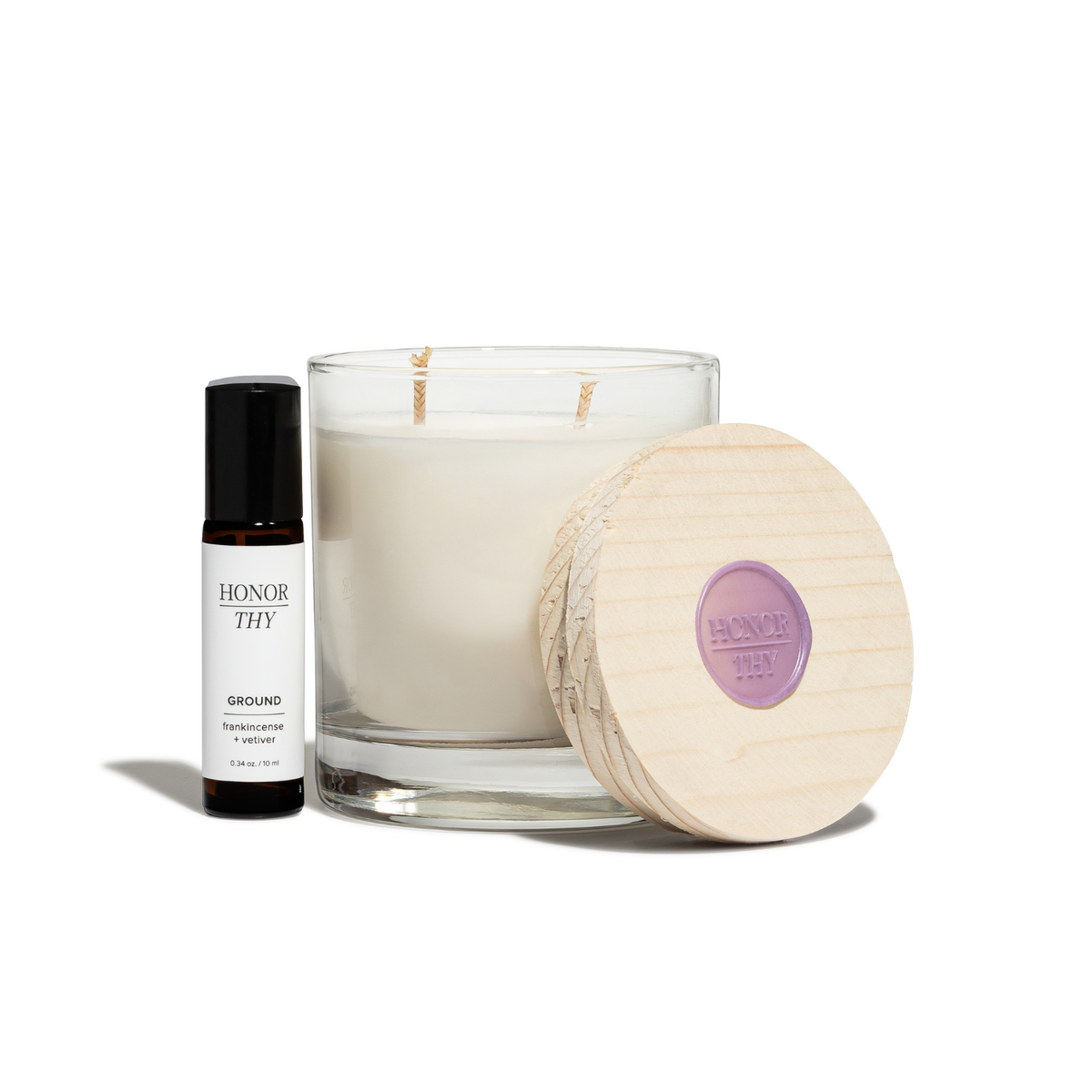 Meditate Bundle: Ground Roll-On and Lavender Essential Oil Candle