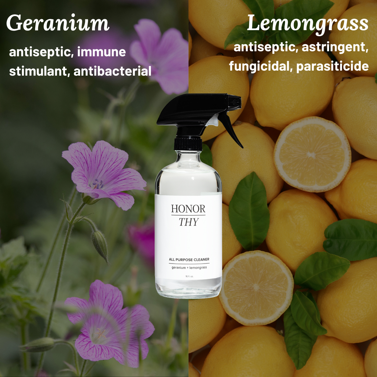 All Purpose Cleaner: Disinfecting with Geranium & Lemongrass